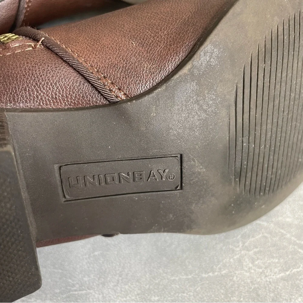 UNIONBAY “Holly” Chestnut Faux Leather Ankle Boots